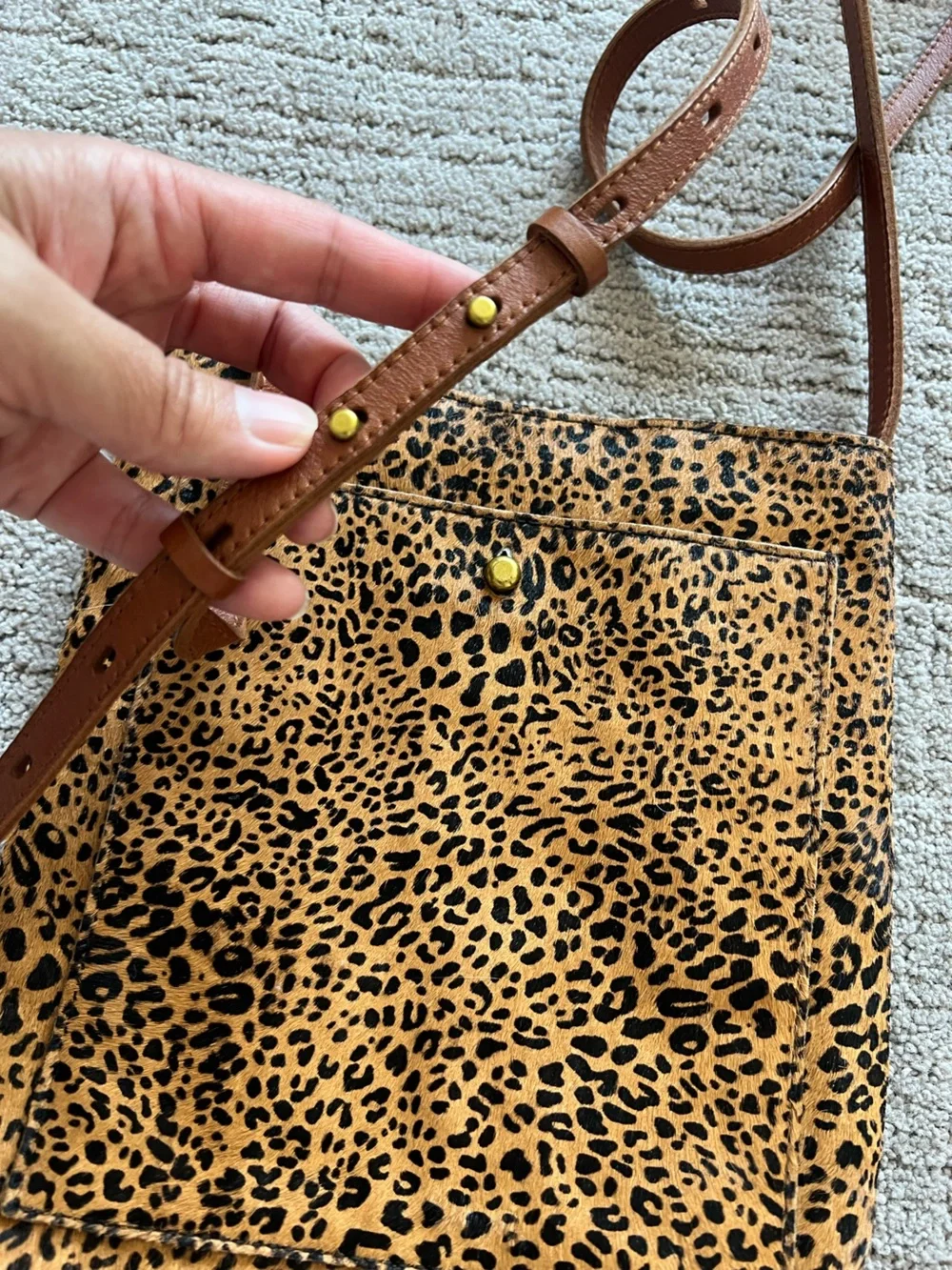 Madewell The Slim Brooklyn Crossbody Bag, Mini Leopard Calf Hair